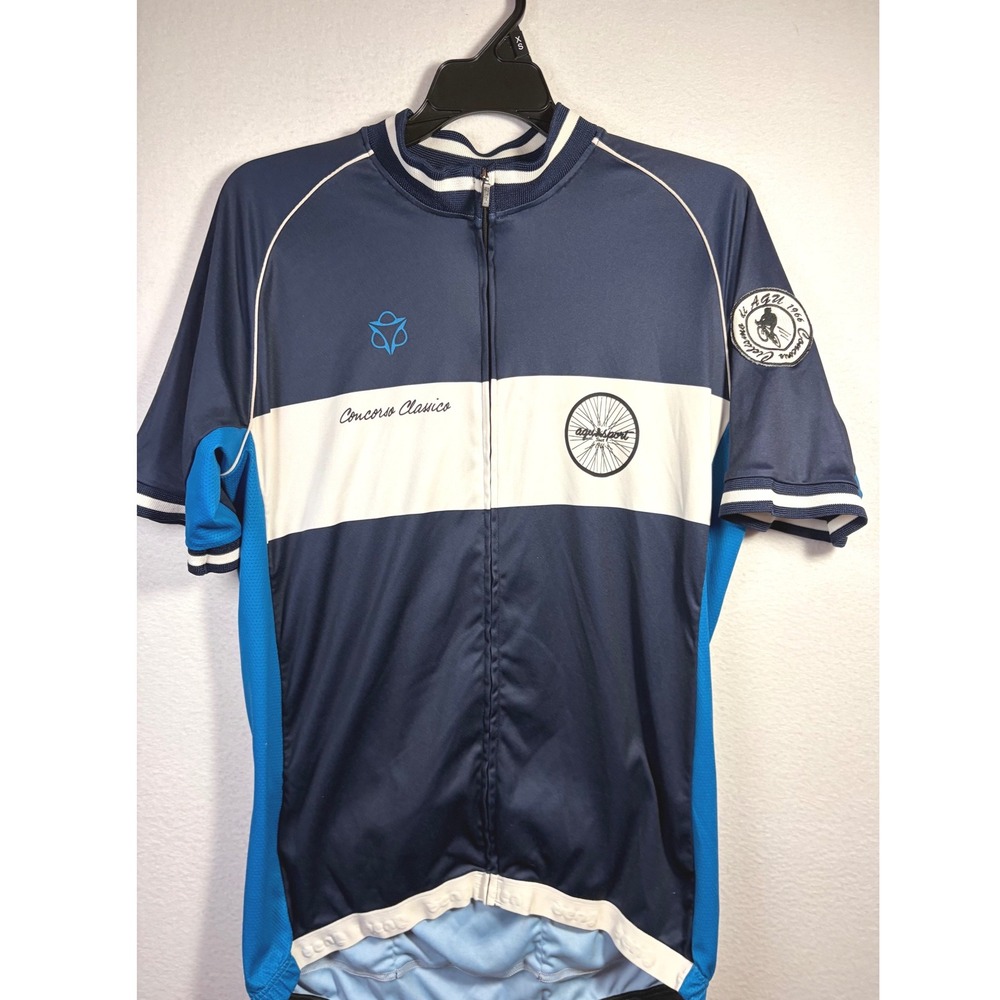 AGU Cycling Jersey Mens XXL Blue Excellent Full Zip Concorso Clasico Bike Gear